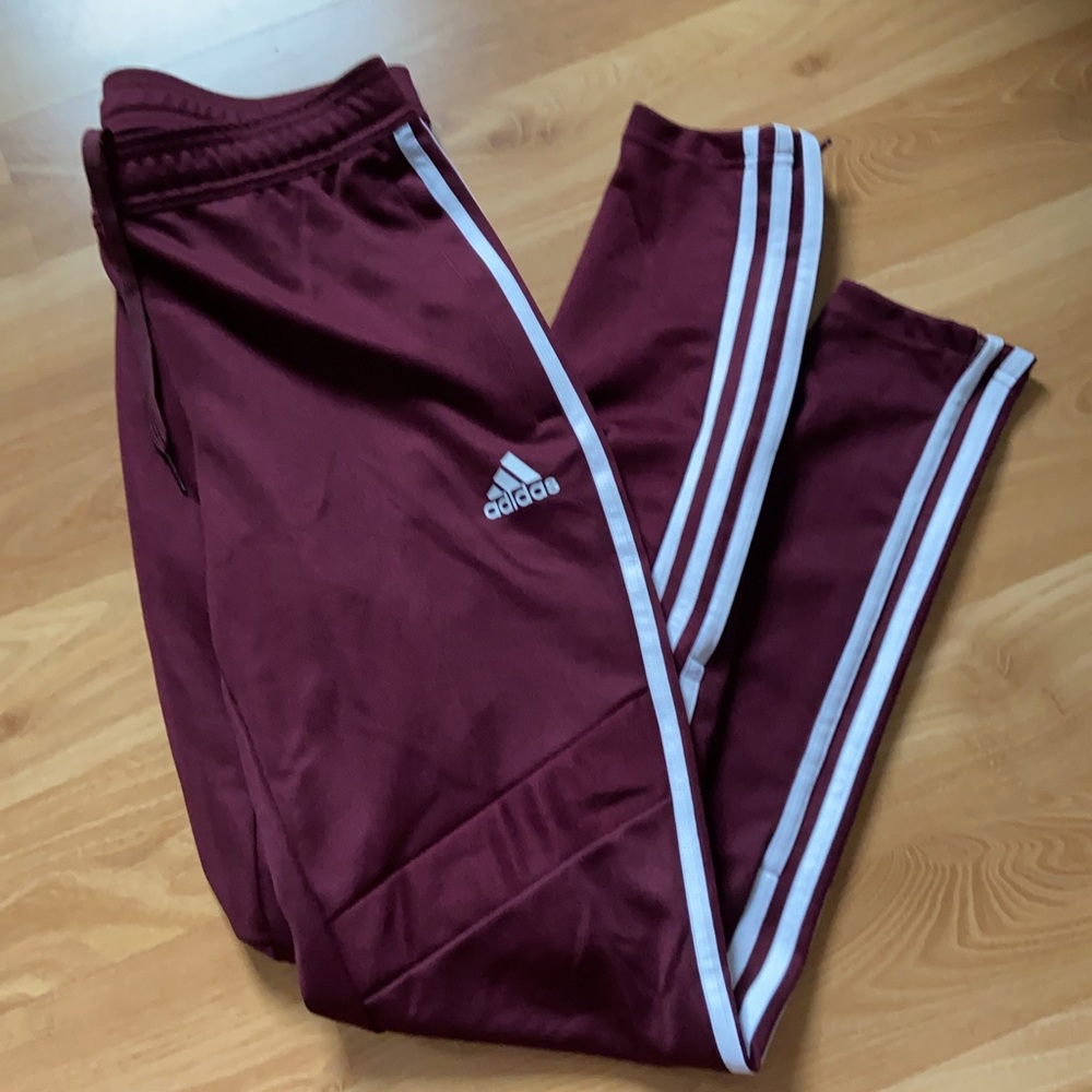 maroon adidas track pants